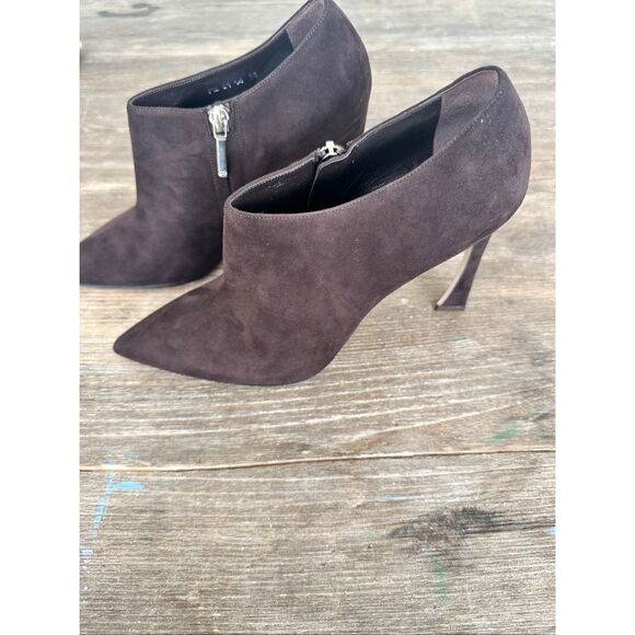 Christian Dior Chocolate Brown Suede Boot Booties, Size 38/US8, NWOT - Picture 1 of 9